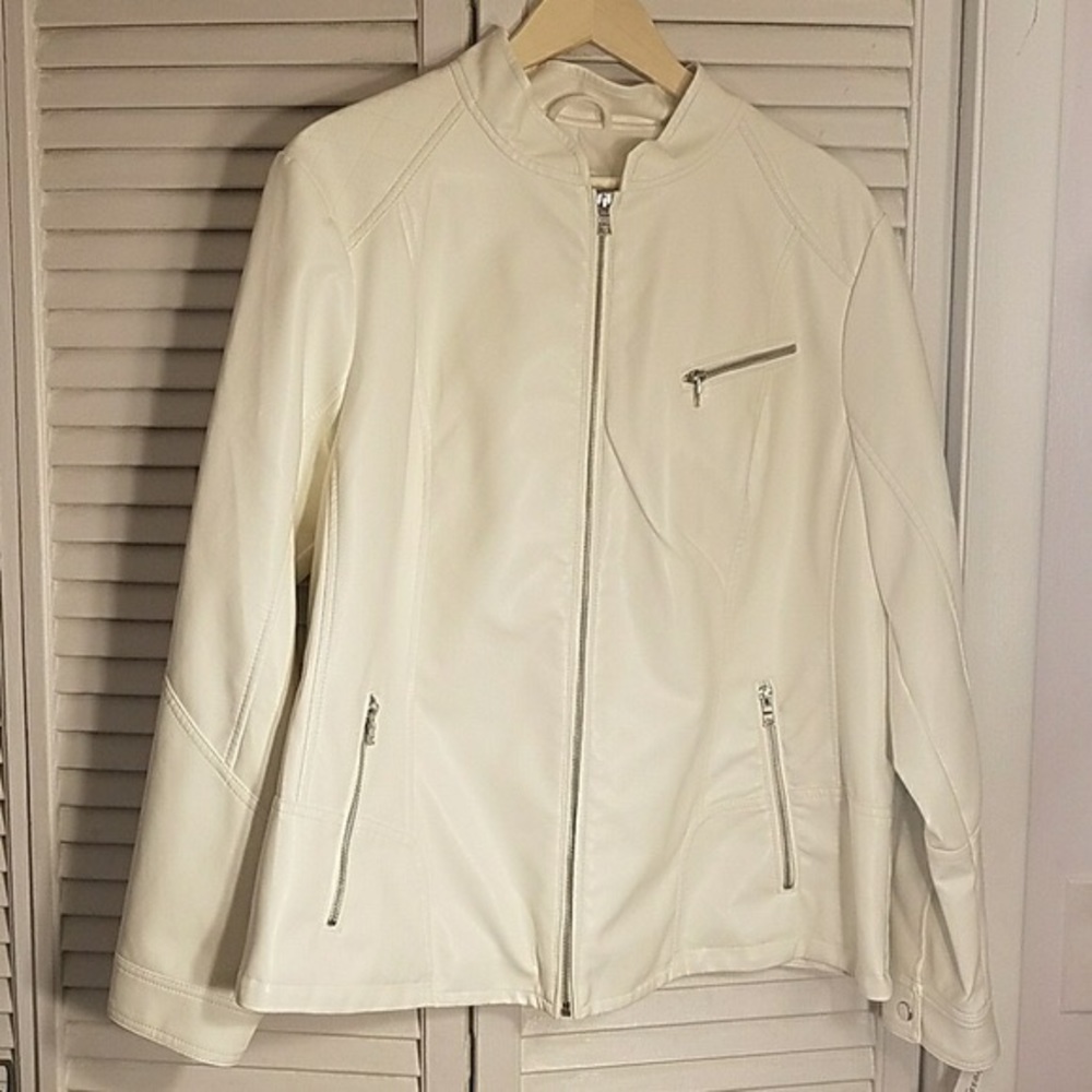 Faux White Leather Jacket